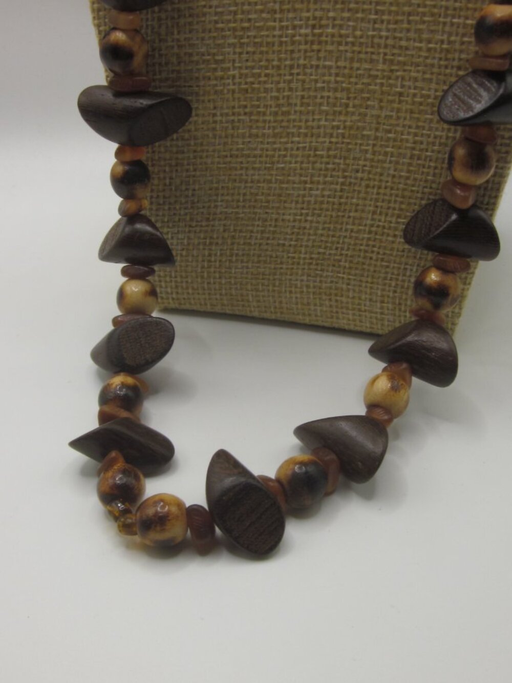 Dark Wood and Acrylic Beaded Necklace - Picture 2 of 4